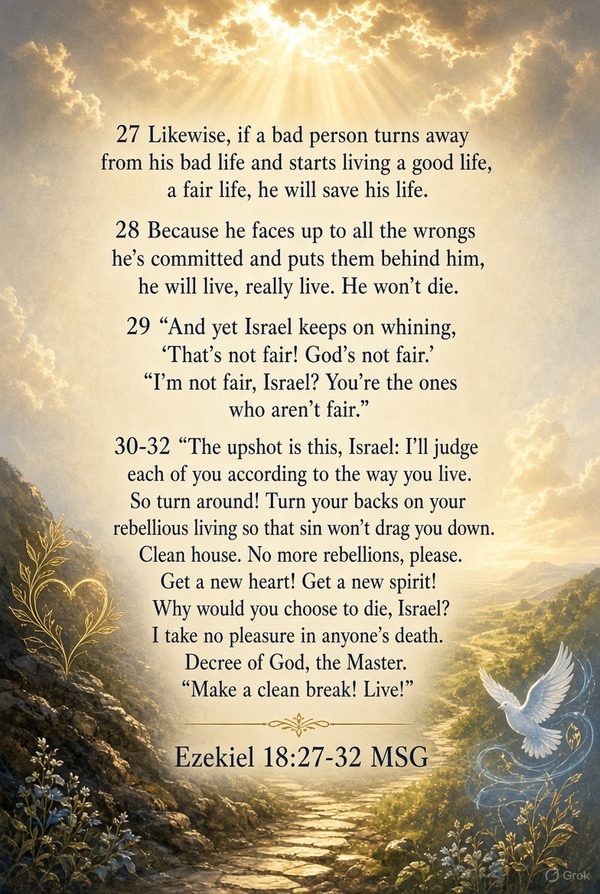 Make a Clean Break! Live! Ezekiel 18:27-32 (MSG)